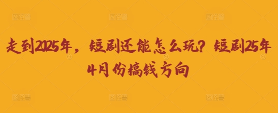 走到2025年，短剧还能怎么玩？短剧25年4月份搞钱方向-HEIXMI（中国站）