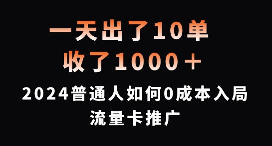 一天出了10单，收了1000+，2024普通人如何0成本入局流量卡推广【揭秘】-HEIXMI（中国站）