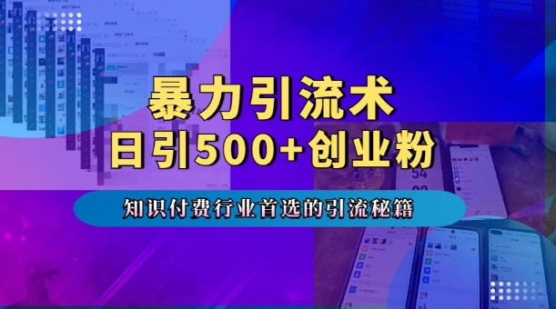 暴力引流术，专业知识付费行业首选的引流秘籍，一天暴流500+创业粉，五个手机流量接不完!-HEIXMI（中国站）