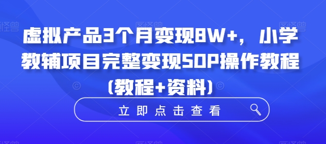 虚拟产品3个月变现8W+，小学教辅项目完整变现SOP操作教程(教程+资料)-HEIXMI（中国站）