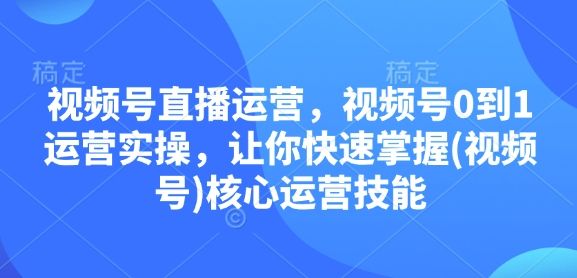视频号直播运营，视频号0到1运营实操，让你快速掌握(视频号)核心运营技能-HEIXMI（中国站）