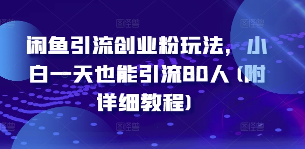 闲鱼引流创业粉玩法，小白一天也能引流80人(附详细教程)-HEIXMI（中国站）