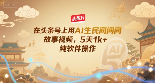 在头条号上用AI生民间故事视频，5天1k+，纯软件操作-HEIXMI（中国站）