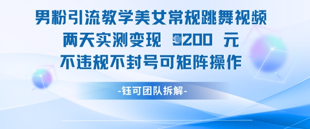男粉引流教学美女常规跳舞视频两天实测变现1k+，不违规不封号可矩阵操作 - HEIXMI（中国站）-HEIXMI（中国站）