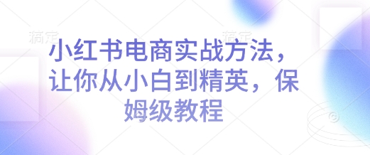 小红书电商实战方法，让你从小白到精英，保姆级教程-HEIXMI（中国站）