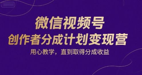微信视频号创作者分成计划变现营，用心教学，直到取得分成收益-HEIXMI（中国站）