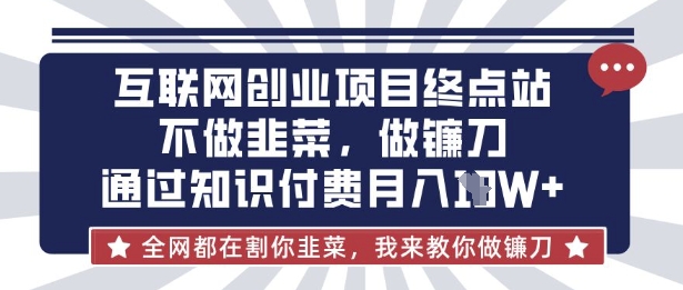 互联网创业尽头-不做韭菜，做镰刀，通过知识付费月入10个【揭秘】-HEIXMI（中国站）