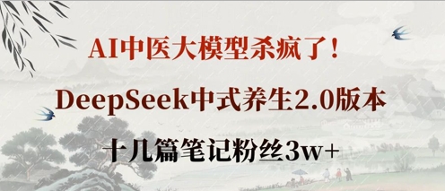 AI中医大模型杀疯了！DeepSeek中式养生2.0版本，十几篇笔记粉丝3w+-HEIXMI（中国站）