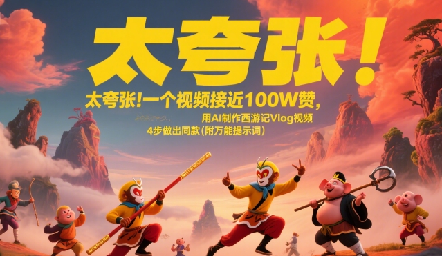 太夸张！一个视频接近100W赞，用AI制作西游记Vlog视频，全流程拆解来了(附万能提示词)-HEIXMI（中国站）
