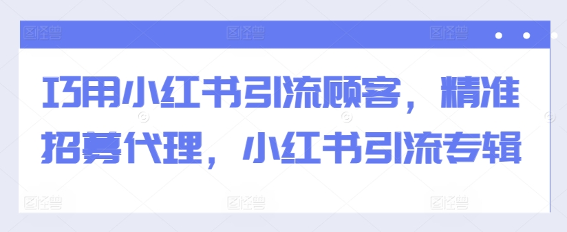 巧用小红书引流顾客，精准招募代理，小红书引流专辑-HEIXMI（中国站）