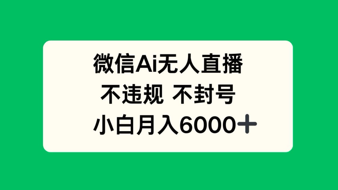 微信AI无人直播，不违规 不封号 ，小白月入6000+ - HEIXMI（中国站）-HEIXMI（中国站）