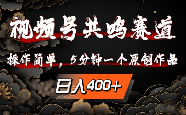视频号共鸣赛道，操作简单，5分钟1个原创作品，日入几张【揭秘】-HEIXMI（中国站）