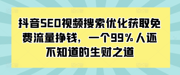 抖音SEO视频搜索优化获取免费流量挣钱，一个99%人还不知道的生财之道-HEIXMI（中国站）