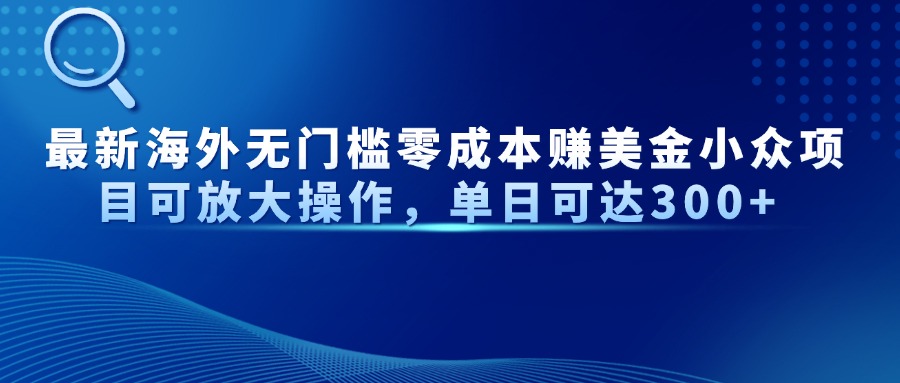 最新海外无门槛零成本赚美金小众项目可放大操作，单日可达300+-HEIXMI（中国站）