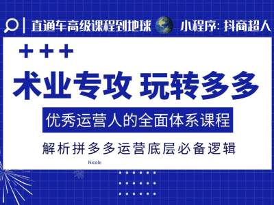 术业专攻玩转多多，优秀运营人的全面体系课程，解析拼多多运营底层必备逻辑-HEIXMI（中国站）