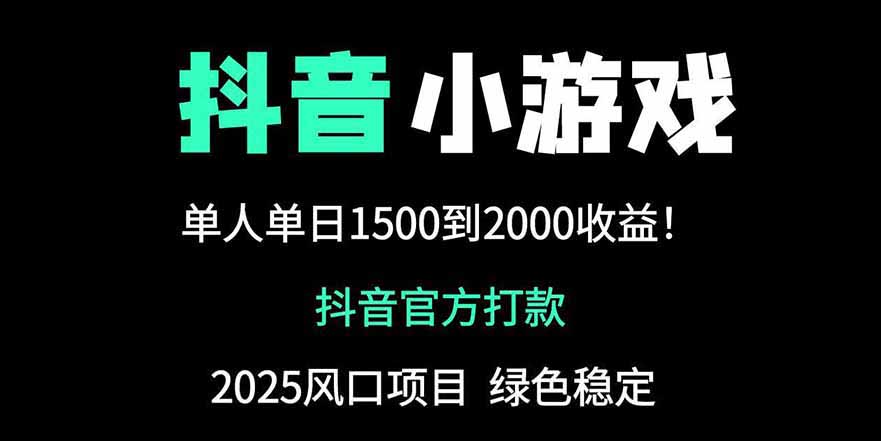 抖音官方小游戏2025全网最新玩法，暴利赚钱项目，单机日入2000+-HEIXMI（中国站）