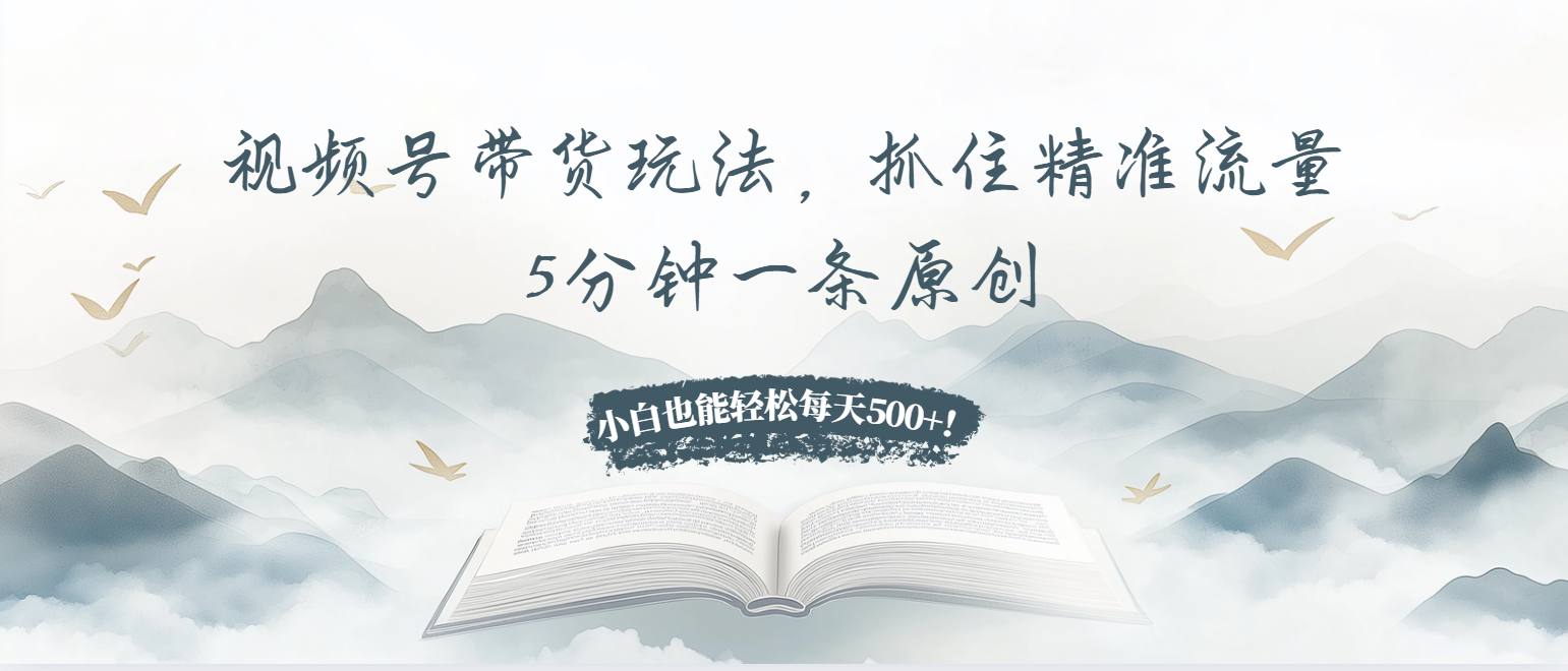 视频号带货玩法，抓住精准流量，5分钟一条原创，小白也能轻松每天500+！-HEIXMI（中国站）