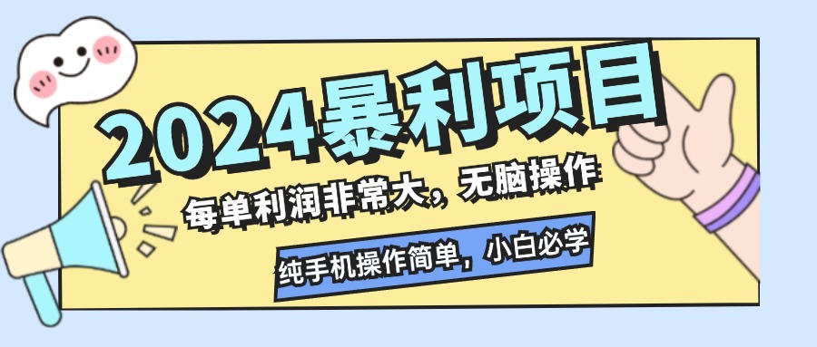 2024暴利项目，每单利润非常大，无脑操作，纯手机操作简单，小白必学项目-HEIXMI（中国站）