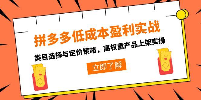 拼多多低成本盈利实战，类目选择与定价策略，高权重产品上架实操 - HEIXMI（中国站）-HEIXMI（中国站）
