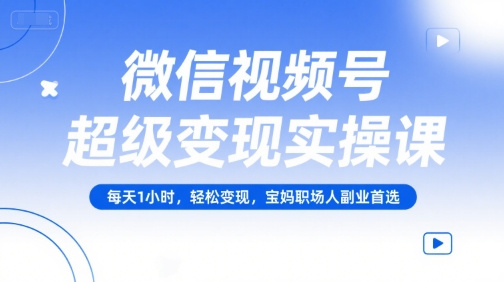 微信视频号超级变现实操课，每天1小时，轻松变现，宝妈职场人副业首选-HEIXMI（中国站）