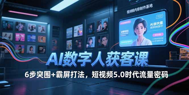AI数字人获客课，6步突围+霸屏打法，短视频5.0时代流量密码-HEIXMI（中国站）