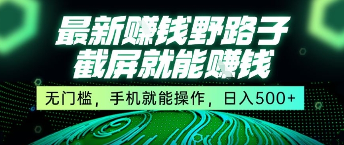 最新野路子截屏就能挣钱，无门槛，手机就能操作，日入5张【揭秘】-HEIXMI（中国站）