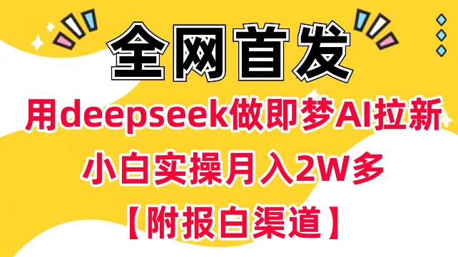 用deepseek做即梦Ai拉新 小白实操月入过W+【附报白渠道】-HEIXMI（中国站）