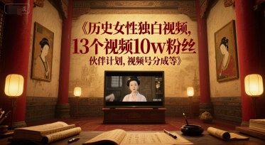 历史女性独白视频，13个视频10w粉丝，伙伴计划，视频号分成等 - HEIXMI（中国站）-HEIXMI（中国站）