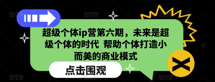超级个体ip营第六期，未来是超级个体的时代  帮助个体打造小而美的商业模式-HEIXMI（中国站）