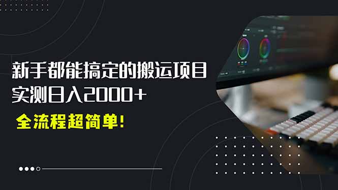 平台主动扶持的新风口，0基础轻松起号，搬运剪辑日入2000+！-HEIXMI（中国站）