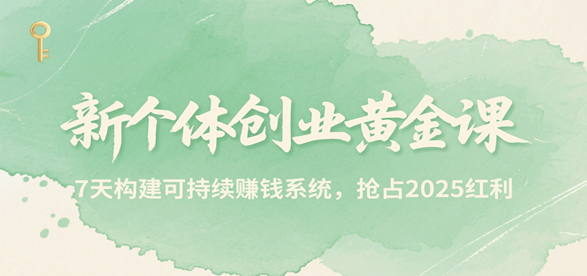 新个体创业黄金课，7天构建可持续赚钱系统，抢占2025红利-HEIXMI（中国站）
