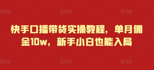 快手口播带货实操教程，单月佣金10w，新手小白也能入局-HEIXMI（中国站）