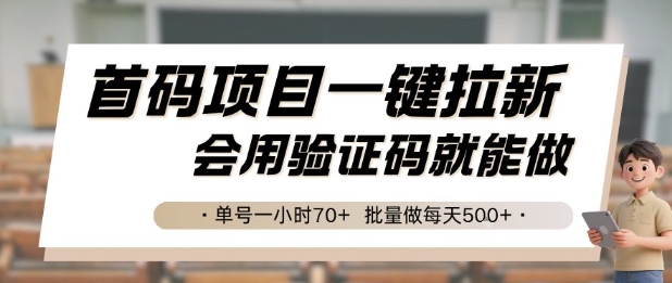 首码项目一键拉新，会用验证码就能做 单号一小时70+，批量做每天5张【揭秘】-HEIXMI（中国站）