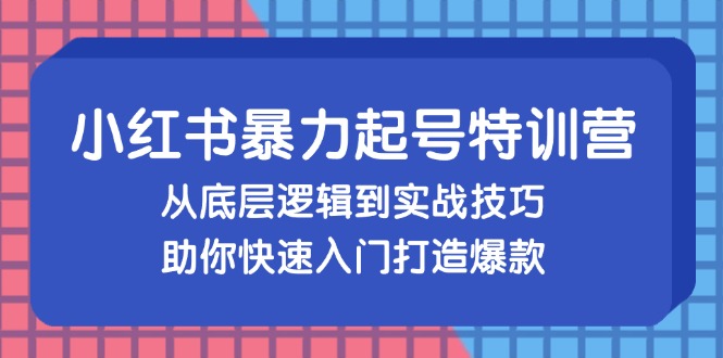 小红书暴力起号训练营，从底层逻辑到实战技巧，助你快速入门打造爆款-HEIXMI（中国站）