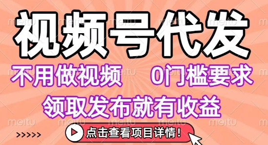 视频号代发，不用剪辑不用做视频，0门槛要求，领取发布就有收益，任务没有无上限，小白轻松上手【揭秘】-HEIXMI（中国站）