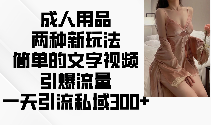 成人用品两种新玩法，简单的文字视频引爆流量，一天引流私域300+-HEIXMI（中国站）
