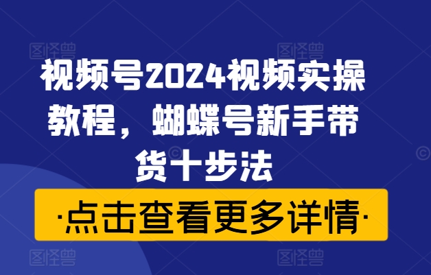 视频号2024视频实操教程，蝴蝶号新手带货十步法-HEIXMI（中国站）