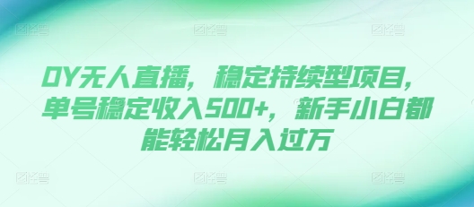 DY无人直播，稳定持续型项目，单号稳定收入500+，新手小白都能轻松月入过万【揭秘】-HEIXMI（中国站）