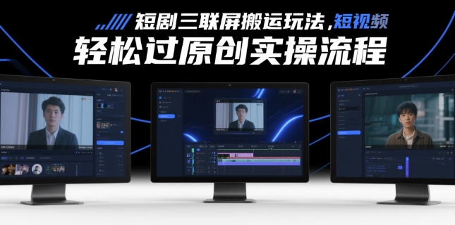 短剧三联屏搬运玩法，短剧搬运轻松过原创实操流程-HEIXMI（中国站）