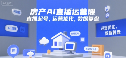 房产AI直播运营课，直播起号，运营优化，数据复盘-HEIXMI（中国站）