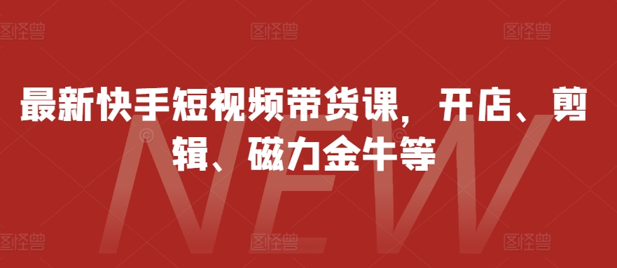 最新快手短视频带货课，开店、剪辑、磁力金牛等-HEIXMI（中国站）