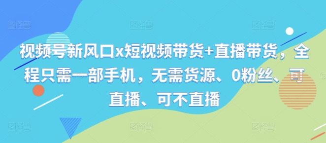 视频号新风口x短视频带货+直播带货，全程只需一部手机，无需货源、0粉丝、可直播、可不直播-HEIXMI（中国站）
