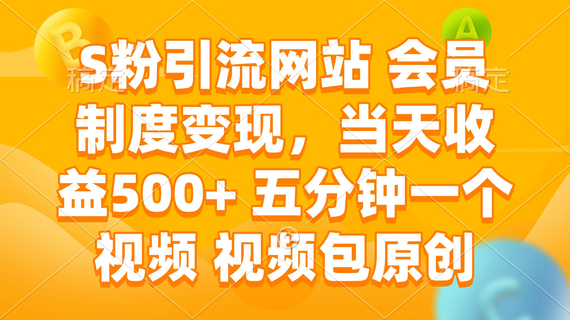 S粉引流网站 会员制度变现，当天收益500+ 五分钟一个视频 视频包原创-HEIXMI（中国站）