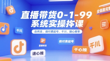 直播带货0~1~99系统实操课，自然流、微付费​起号、千川、随心推等，直播带货全链路完整逻辑-HEIXMI（中国站）