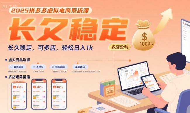 2025拼多多虚拟电商系统课，长久稳定，可多店，轻松日入1k-HEIXMI（中国站）