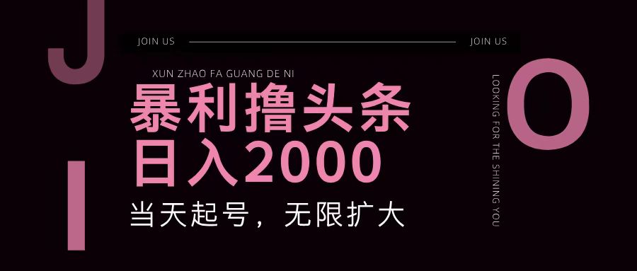 暴利撸头条，单号日入2000+，可无限扩大-HEIXMI（中国站）