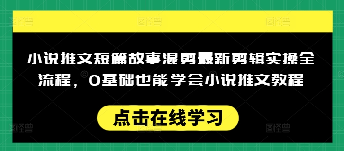 小说推文短篇故事混剪最新剪辑实操全流程，0基础也能学会小说推文教程，肯干多发日入多张-HEIXMI（中国站）