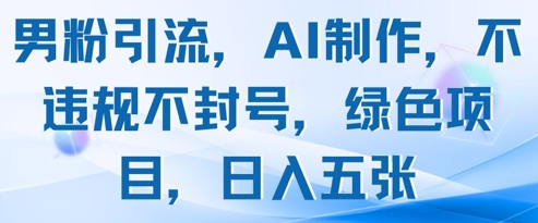 男粉引流，AI制作，不违规不封号，绿色项目，日入五张-HEIXMI（中国站）