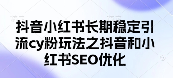 抖音小红书长期稳定引流cy粉玩法之抖音和小红书SEO优化-HEIXMI（中国站）