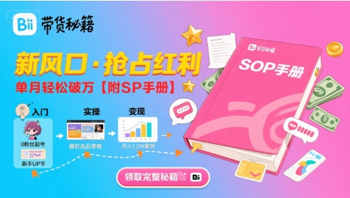 B站哔哩哔哩带货秘籍，新风口，抢占红利，单月轻松破万【附SOP手册】-HEIXMI（中国站）